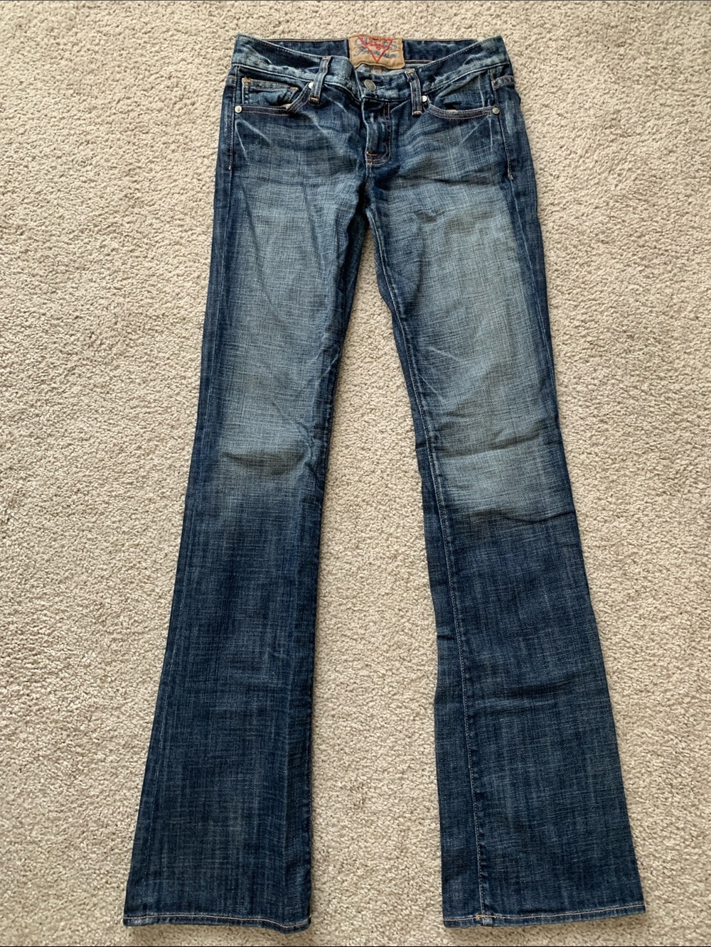 Guess Women's Dark Blue Faded Flare Jeans
